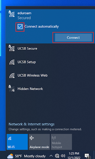 Check "Connect automatically" and then the Connect button.