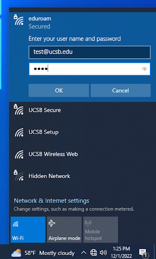 Enter your @ucsb.edu netID and password