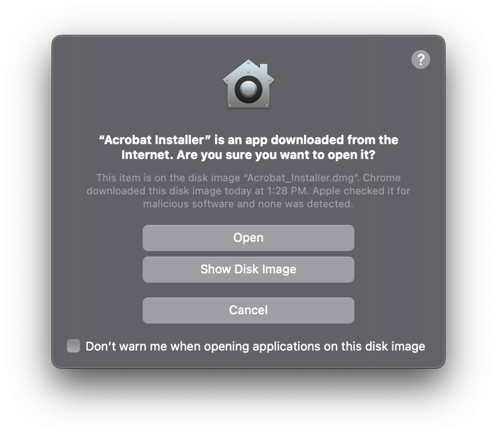 Screenshot of security prompt on Mac OS